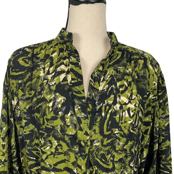 Topshop Mini Dress Ruffle Hem Abstract Print Black Green Size 4 NWOT - Picture 2 of 9